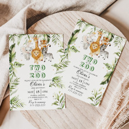 Twee op de zoo safari verjaardagsuitnodiging kaart