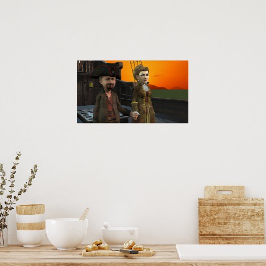 Twee op het dek - klein Poster (Keuken)