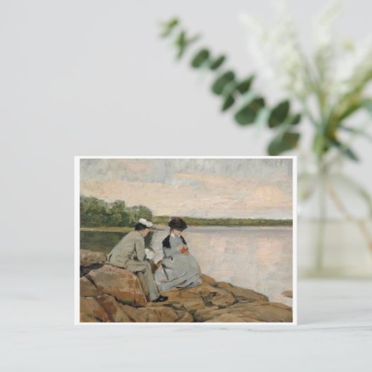 Twee op het strand, Arvid Liljelund Briefkaart (Staand voorkant)