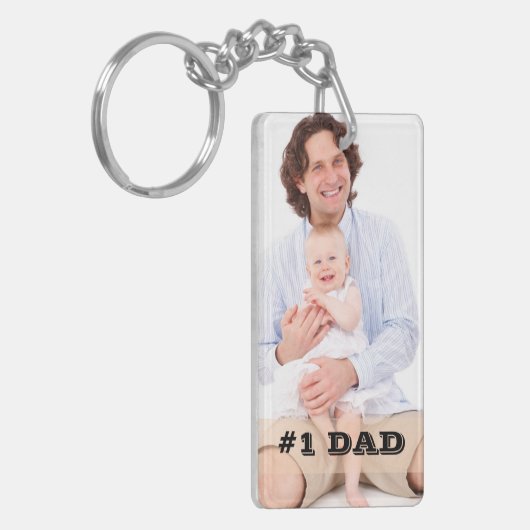 Twee op maat gesneden foto's #1 Pap Vader Cadeft Sleutelhanger (Voorkant Links)