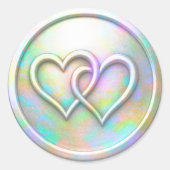 Twee Opalescente Harten Ronde Sticker (Voorkant)