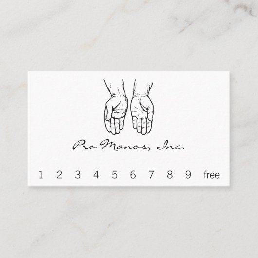 Twee open handen (zwart en wit) klantenkaartje (Voorkant)