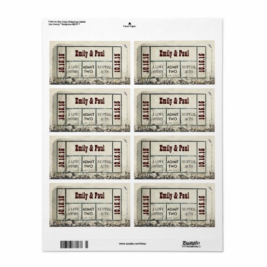 TWEE Opslaan als TICKET Etiket (Full Sheet)