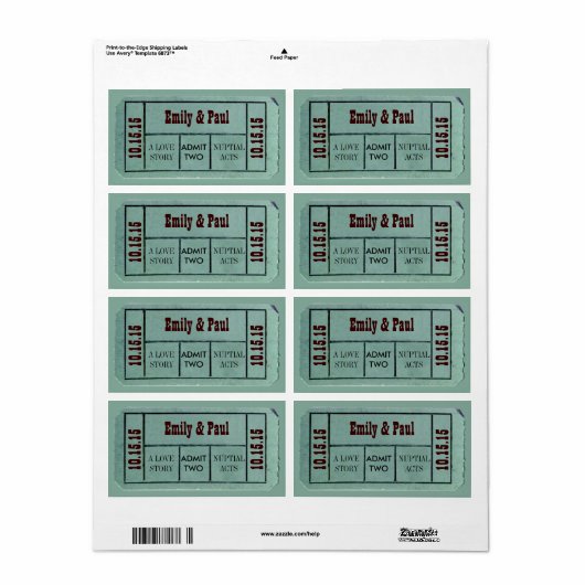 TWEE Opslaan als TICKET Etiket (Full Sheet)