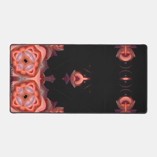 Twee oranje harten in het zwart op aarde bureaumat (Voorkant)