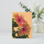 Twee Oranje Hibiscus bloemkorst. DIY-Briefkaart Briefkaart (Staand voorkant)