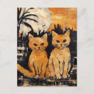 Twee Oranje katten Mixed Media Briefkaart