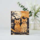 Twee Oranje katten Mixed Media Briefkaart (Staand voorkant)