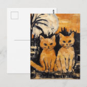 Twee Oranje katten Mixed Media Briefkaart (Voorkant / Achterkant)