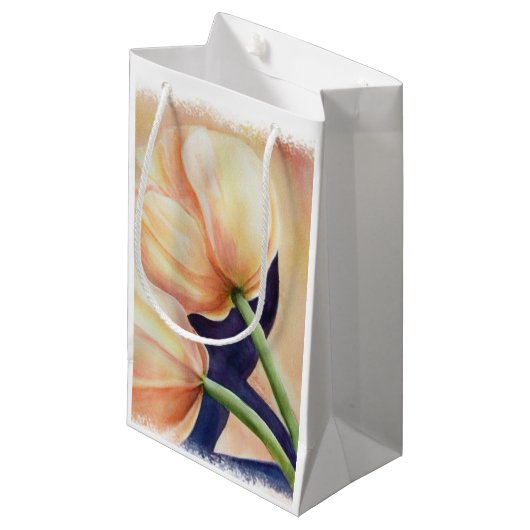 TWEE ORANJE TULIPS GIFT BAG KLEIN CADEAUZAKJE (Voorkant Gekanteld)