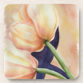 TWEE ORANJE TULIPS-ONDERZETTERS DRANKJES ONDERZETTER (Voorkant)