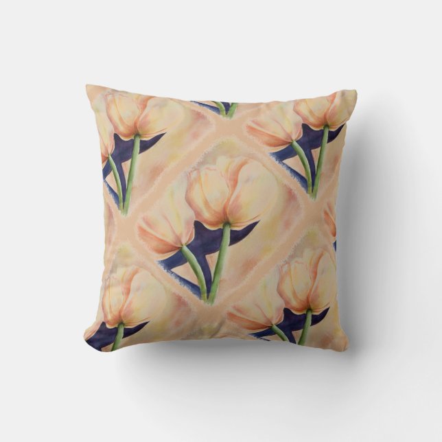 TWEE ORANJE TULIPS PILLOW TITEL KUSSEN (Voorkant)