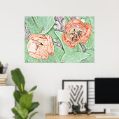 Twee oranje tulpen poster (Thuiskantoor)