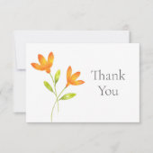 Twee Oranje Waterverf bloemen Bedankkaart (Voorkant)