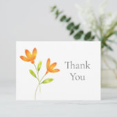 Twee Oranje Waterverf bloemen Bedankkaart (Staand voorkant)