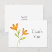 Twee Oranje Waterverf bloemen Bedankkaart (Voorkant / Achterkant)