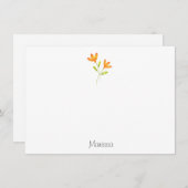Twee Oranje Waterverf bloemen Notitiekaartje (Voorkant / Achterkant)