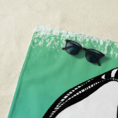 Twee Orca Killer Whales Tribal Doodle Blauwgroen B Strandlaken (In situ)