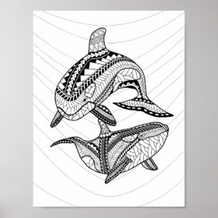 Twee Orcas Adult Coloring Poster