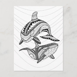 Twee Orka's Volwassen Kleuren Briefkaart