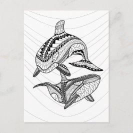 Twee Orka's Volwassen Kleuren Briefkaart