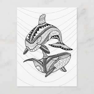 Twee Orka's Volwassen Kleuren Briefkaart