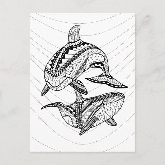 Twee Orka's Volwassen Kleuren Briefkaart (Voorkant)