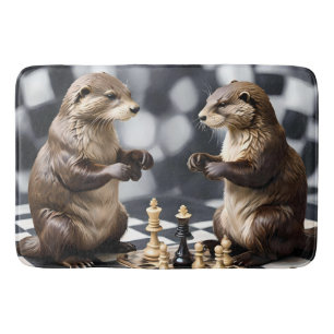Twee otters die schaken, badmat