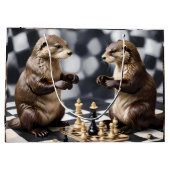 Twee otters die schaken, groot cadeauzakje (Achterkant)