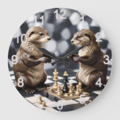 Twee otters die schaken, grote klok (Voorkant)