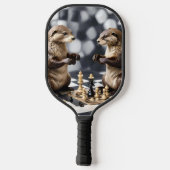 Twee otters die schaken, pickleball paddle (Achterkant)