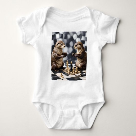 Twee otters die schaken, romper (Voorkant)