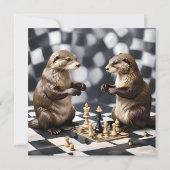 Twee otters die schaken, save the date (Achterkant)