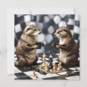 Twee otters die schaken, save the date (Voorkant)