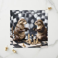 Twee otters die schaken,