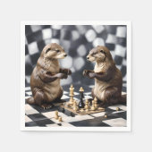 Twee otters die schaken, servet (Voorkant)