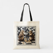 Twee otters die schaken, tote bag (Achterkant)