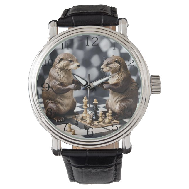 Twee Otters Schaken,  Horloge (Voorkant)