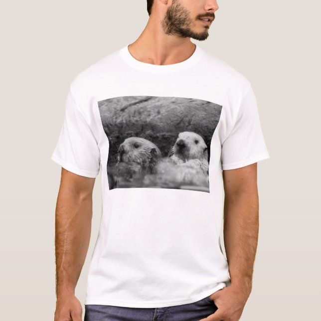 Twee Otters (zwart-wit) Shirt (Voorkant)