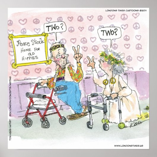 Twee Oude Hippies Grappige Poster van Rick London (Voorkant)