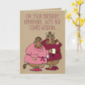 Twee oude Koeien jarig Kaart (Gele Bloem)