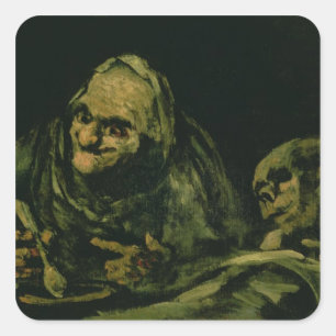 Twee oude Mannen die eten Vierkante Sticker