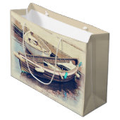 Twee oude roeiboten met houten boten groot cadeauzakje (Voorkant Gekanteld)