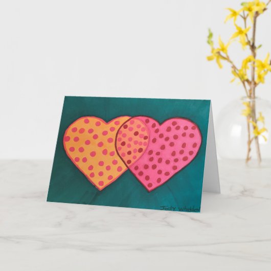 Twee overlappingen van het hart kaart (Gele Bloem)