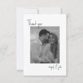 Twee paar B / W foto's bruiloft bericht dank u Bedankkaart (Voorkant)