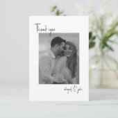 Twee paar B / W foto's bruiloft bericht dank u Bedankkaart (Staand voorkant)