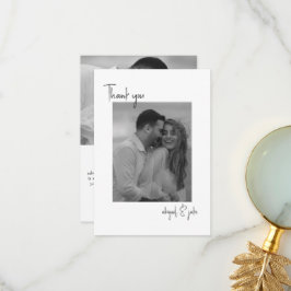 Twee paar B / W foto's bruiloft bericht dank u Bedankkaart