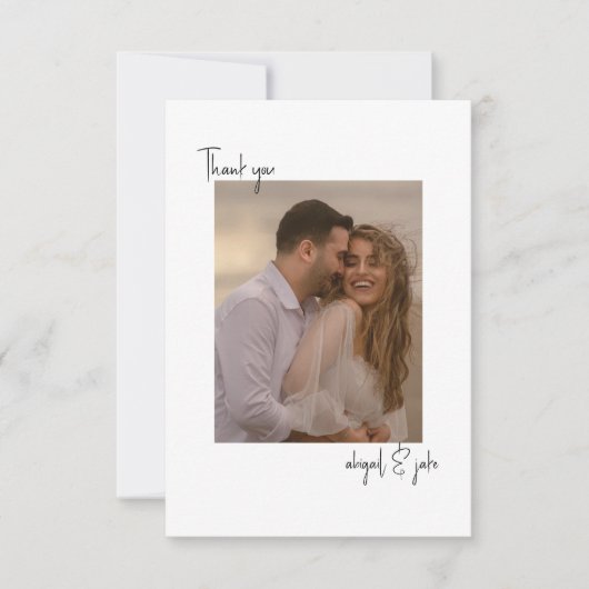 Twee paar foto's bruiloft bericht dank u bedankkaart (Voorkant)