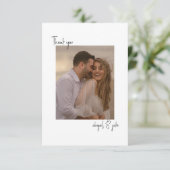 Twee paar foto's bruiloft bericht dank u bedankkaart (Staand voorkant)