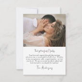 Twee paar foto's bruiloft bericht dank u bedankkaart (Achterkant)